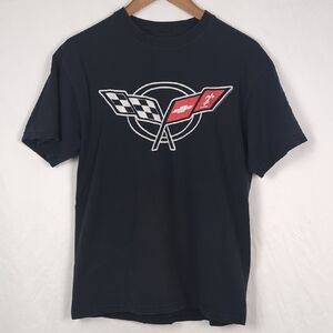 CHEVROLET Corvette Logo Distressed Grunge Tee Medium